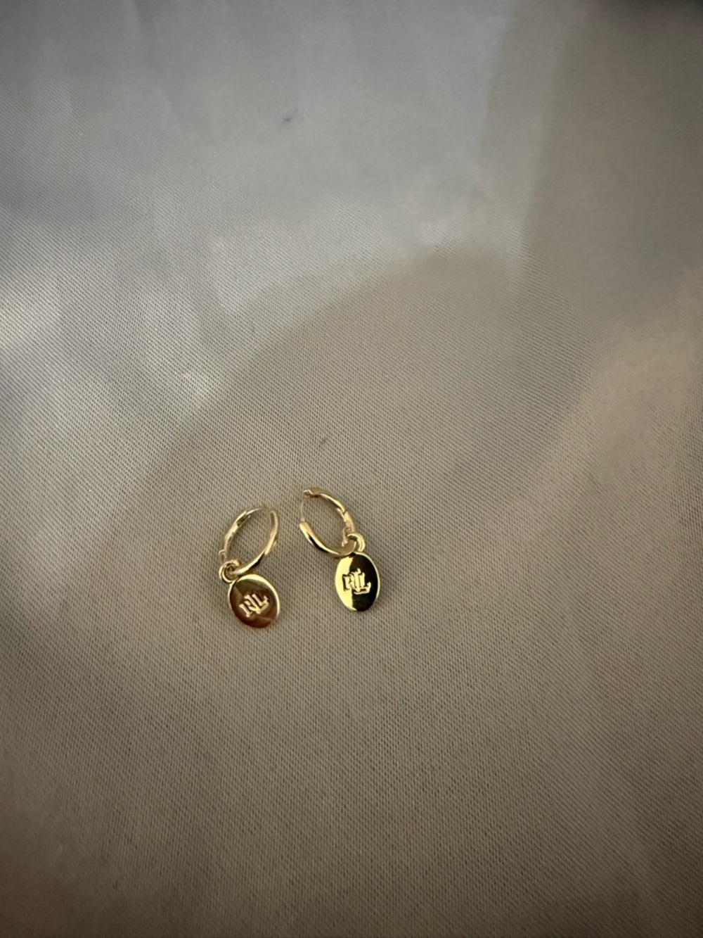 Polo by Ralph Lauren Gold-Tone Hoop Earrings with Engraved Disc Charms